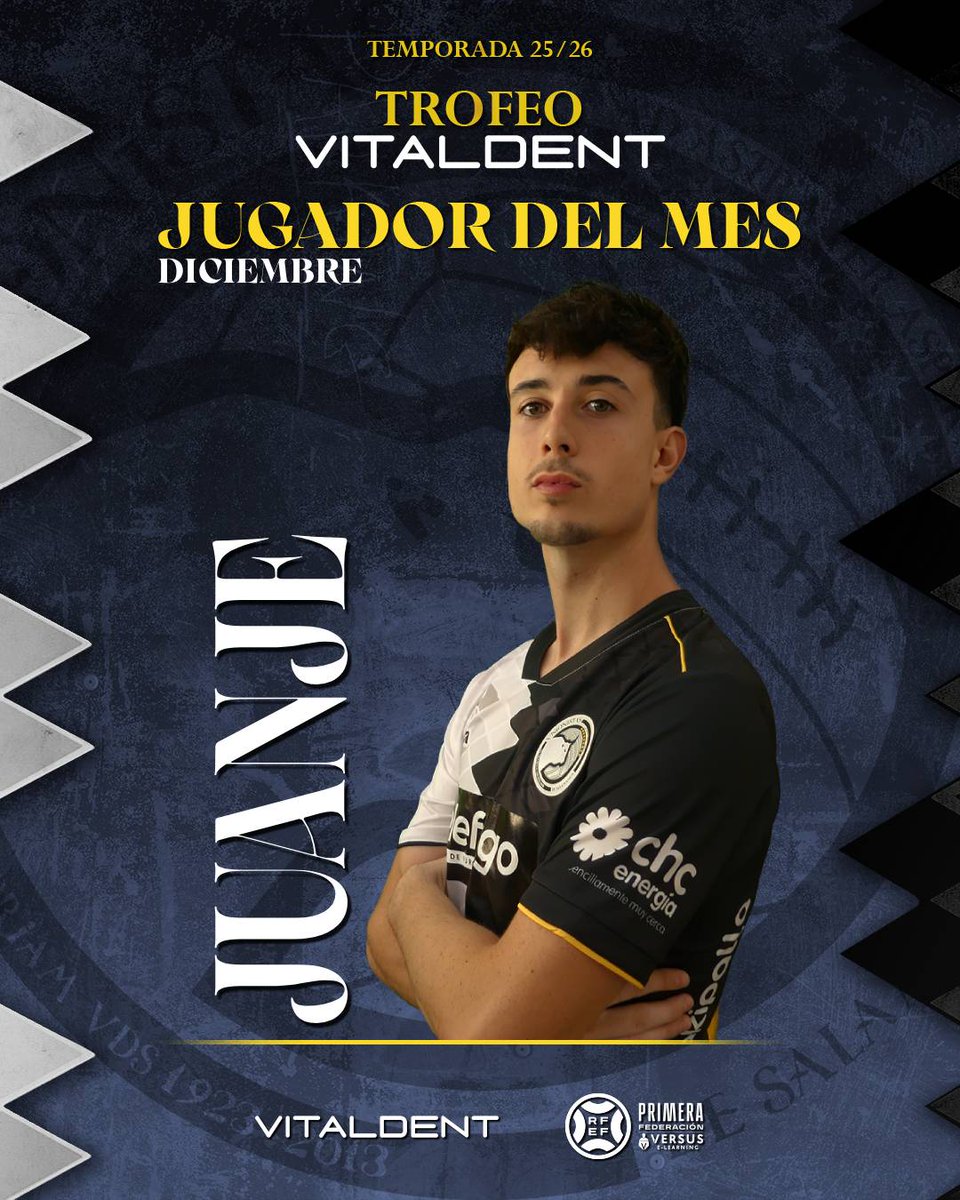 🏆 TROFEO Vitaldent | Juanje ha sido elegido por los aficionados con sus votos semanales como el jugador más destacado del mes de diciembre.

🔜 Próximamente se le hará entrega del galardón.

👏🏻 ¡Enhorabuena! 

#Irreductibles ⚔️