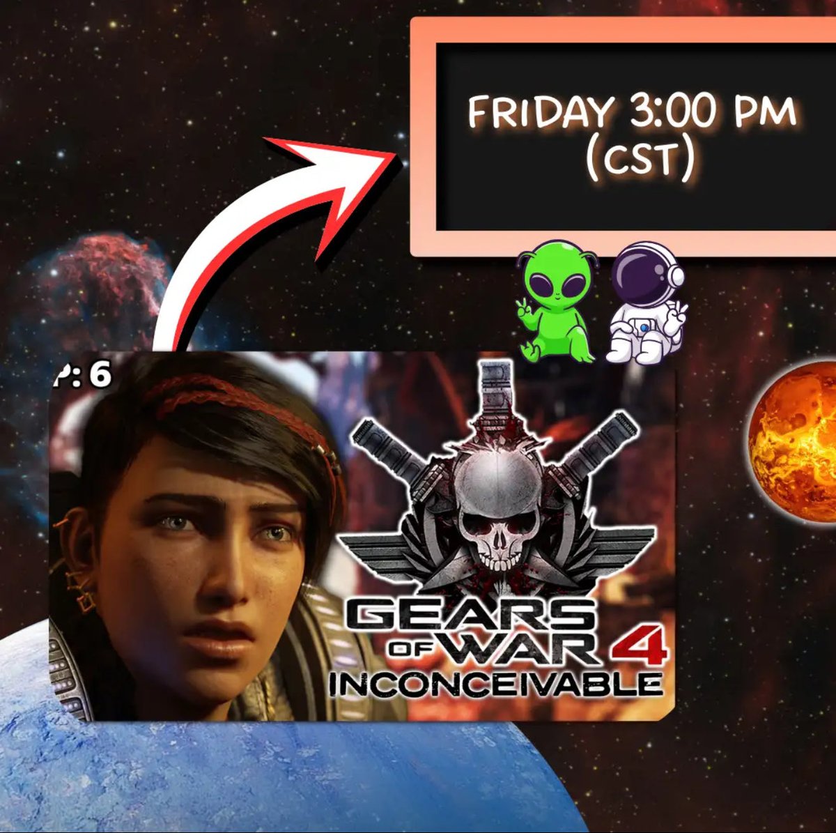 SamuelAMelot's tweet photo. Stream schedule this week 🫡 See you guys in the gaming adventure. 
-
Gorod Krovi 🥚 + Gears of War 4 Inconceivable final act! https://t.co/hbTg0ok6wT