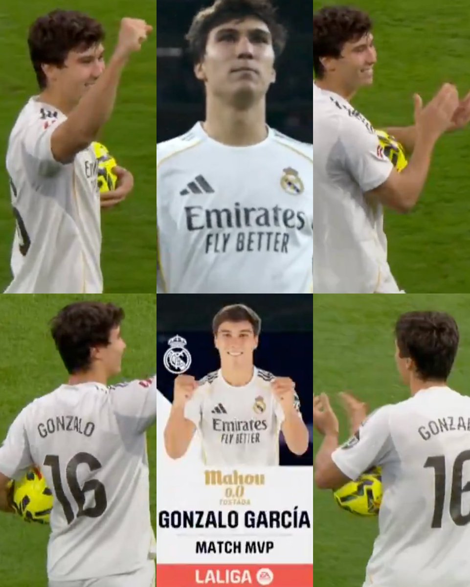 InvictosSomos's tweet photo. ✅ Hoy marcó golazo de cabeza.
✅ Hoy marcó golazo de volea.
✅ Hoy marcó golazo de taco.
✅ Hoy marcó hat-trick perfecto.
✅ Hoy lideró la goleada del Real Madrid.
✅ Hoy fue ovacionado en el Santiago Bernabéu. 
✅ Hoy fue reconocido como el MVP del partido.
✅ Hoy se llevó el balón a casa. 

EL DOMINGO PERFECTO DE GONZALO GARCÍA.