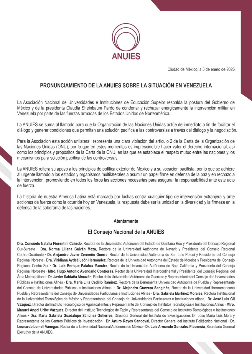 Numerosas asociaciones y universidades latinoamericanas se suman a la denuncia de la injustificada escalada militar del gobierno de los Estados Unidos contra #Venezuela, y la amenaza que representa para Nuestra América.

#CubaConVenezuela 
#UniversidadCubana
#Cuba