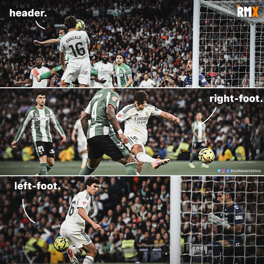 RealMadridXtra's tweet image. A perfect hat-trick for Gonzalo Garcia at the Bernabeu 🩶