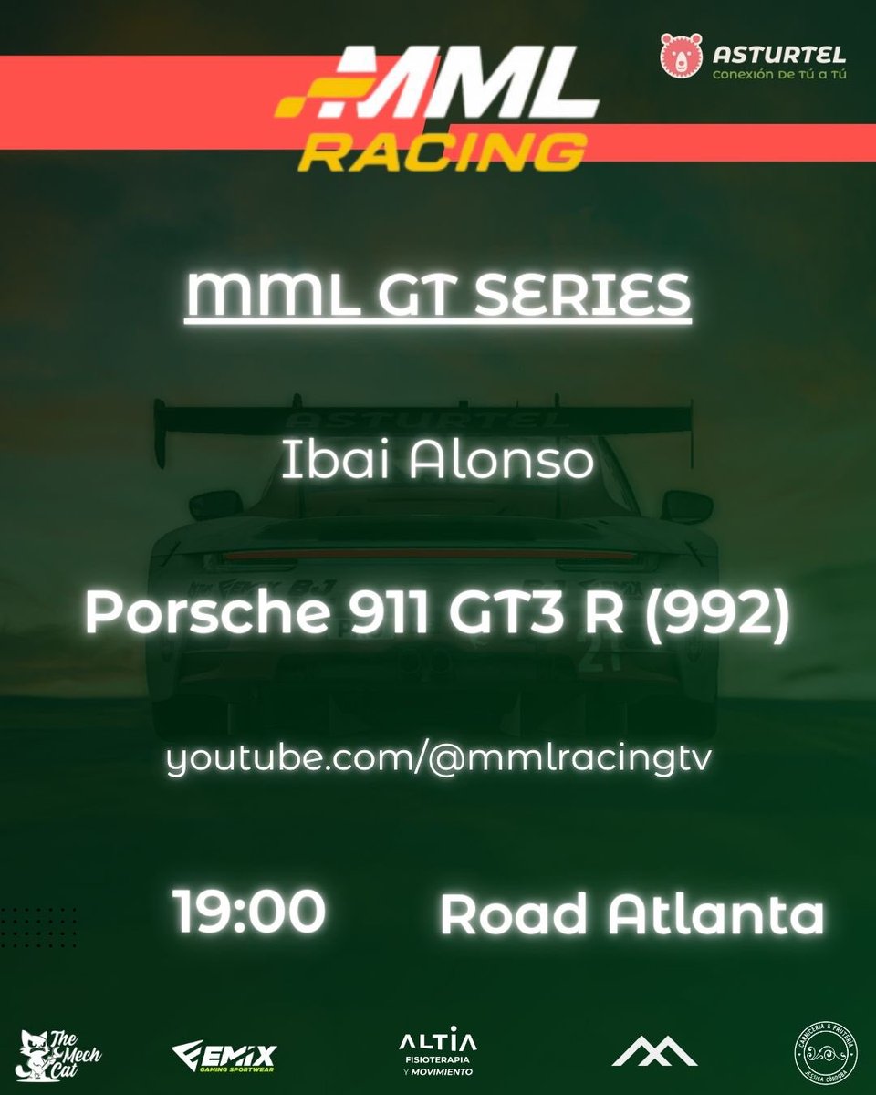 🔥 MML GT Series | Road Atlanta 🔥

Nueva carrera por delante y seguimos sumando experiencia en pista.
Ibai Alonso se pone al volante del Porsche 911 GT3 R (992) para afrontar una cita exigente en Road Atlanta.

🕖 Hoy a las 19:00
📺 En directo en 👉 youtube.com/@mmlracingtv

¡A