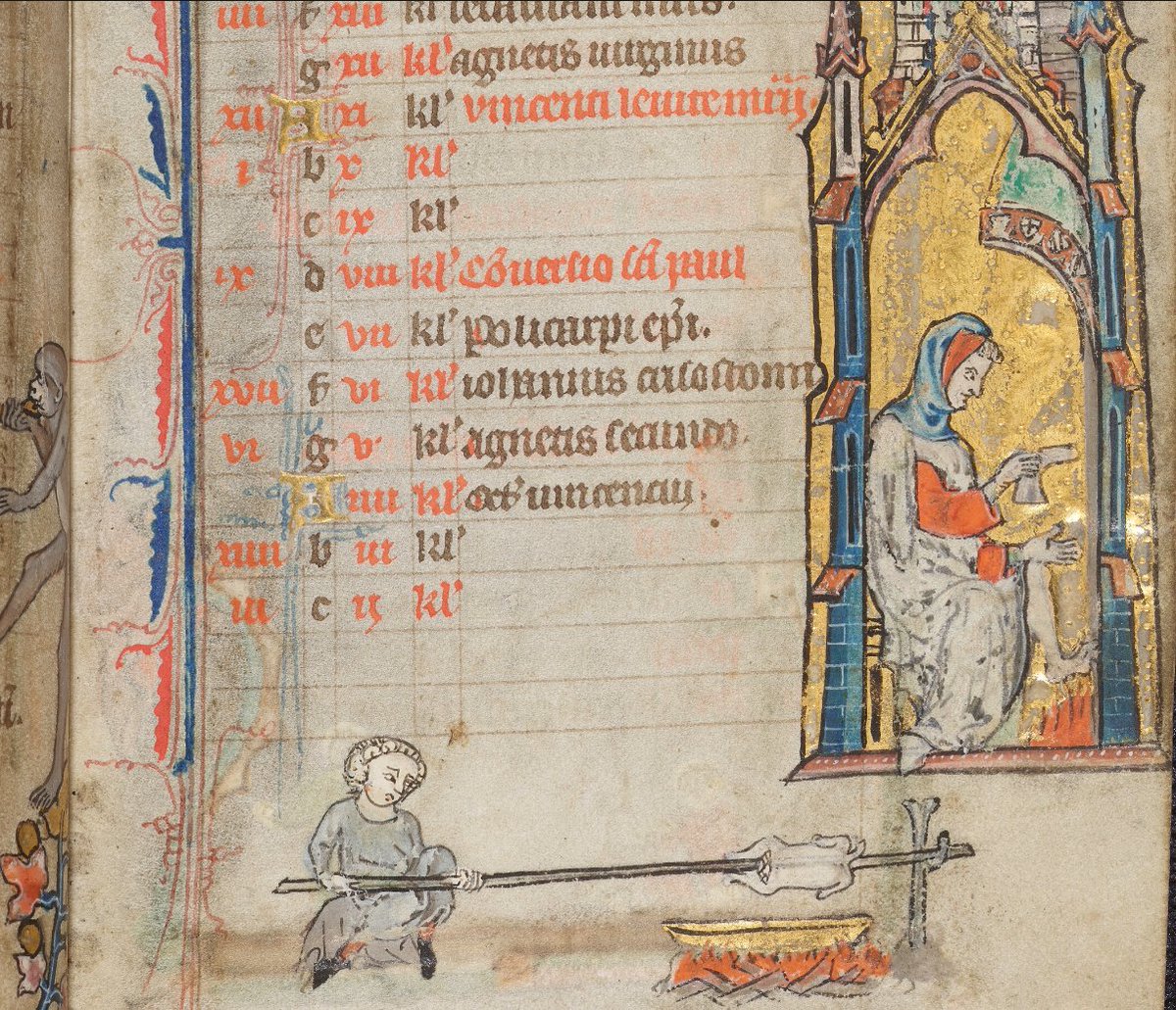 'The bittre frostes, with the sleet and reyn,
Destroyed hath the grene in every yerd;
Janus sit by the fyr, with double berd,
And drynketh of his bugle horn the wyn.
Biforn hym stant brawen of the tusked swyn,
And "Nowel!" crieth every lusty man.'

(Chaucer, The Franklin's Tale)