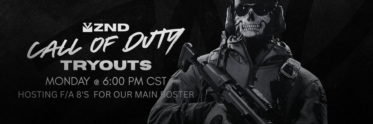 WE'RE LOOKING FOR COD PLAYERS:

We're hosting open tryouts for our main roster.
Monday @ 6:00 PM CST
📩 DM us if interested.