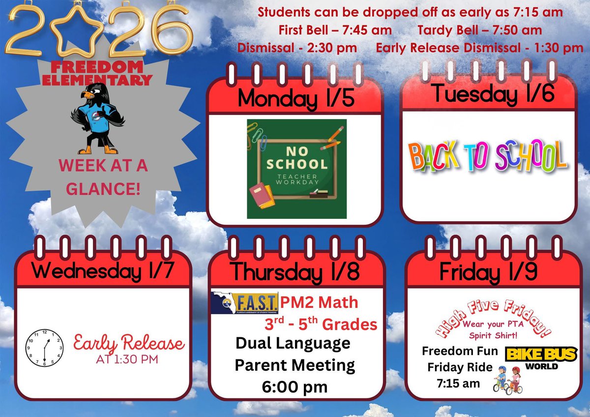 Happy New Year Falcons! Take a peek at our weekly update for what's in store this week.