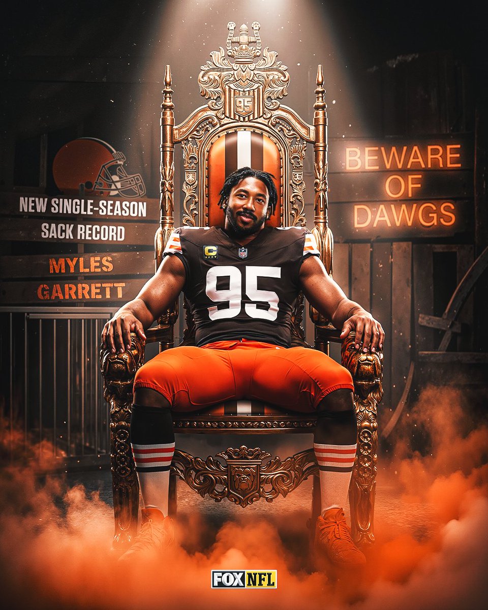 NFLonFOX's tweet image. HISTORY!

Myles Garrett is the new NFL single-season sack leader! 😤