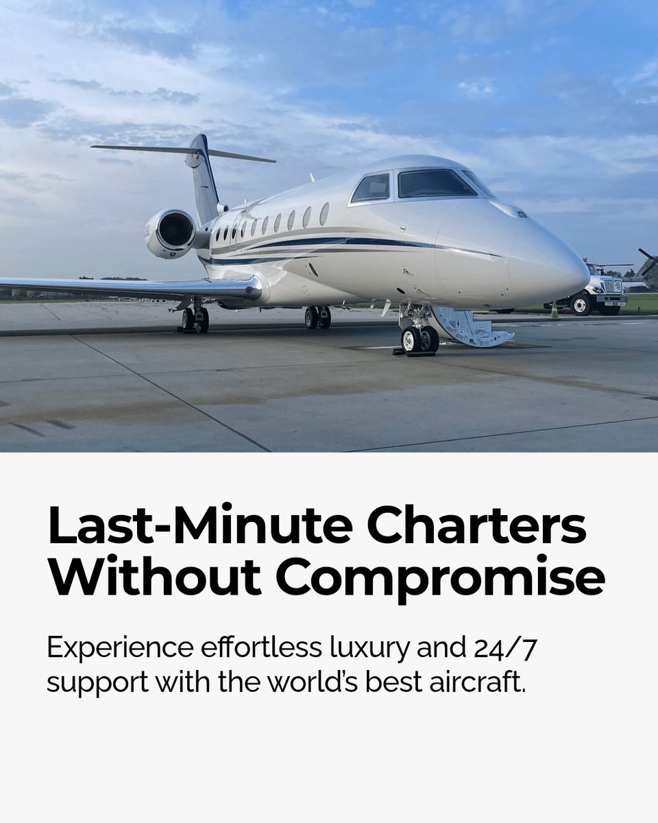 TriumphJets's tweet image. Last-minute charters without stress or compromise. Triumph Jets delivers the best aircraft globally with 24/7 support and effortless luxury. Fly with us. #businessjets #jetcharter #flyprivate #privatejetcharter #privatejets #privatejetlife #jetsetgo⁠ #luxurylife #chicagostyle
