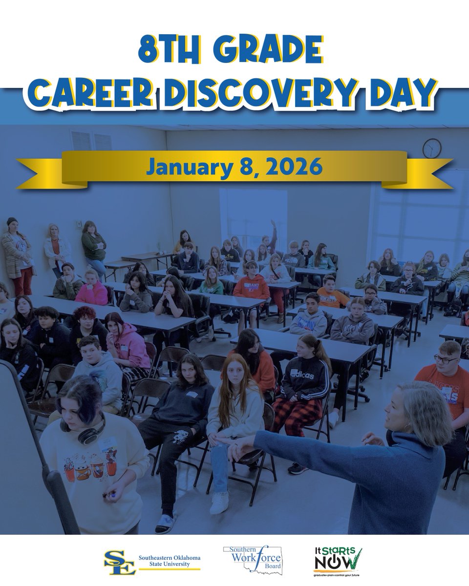 We are excited to host the 12th annual "It Starts Now" 8th Grade Career Discovery Day alongside the Southern Workforce Board, Inc. this week on January 8th!
We can't wait to see young, eager students learn about career readiness!