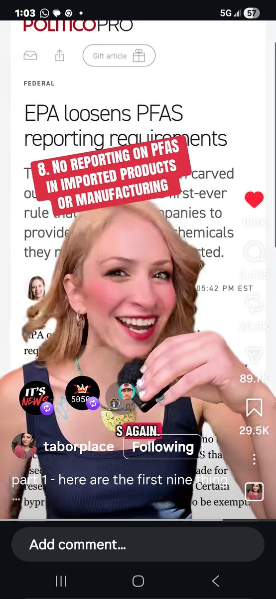 Trump closed down any watch dog companies so pfas coikdnt be put in on our food or in water no rules for sprays on our food no watching food coming into our country.