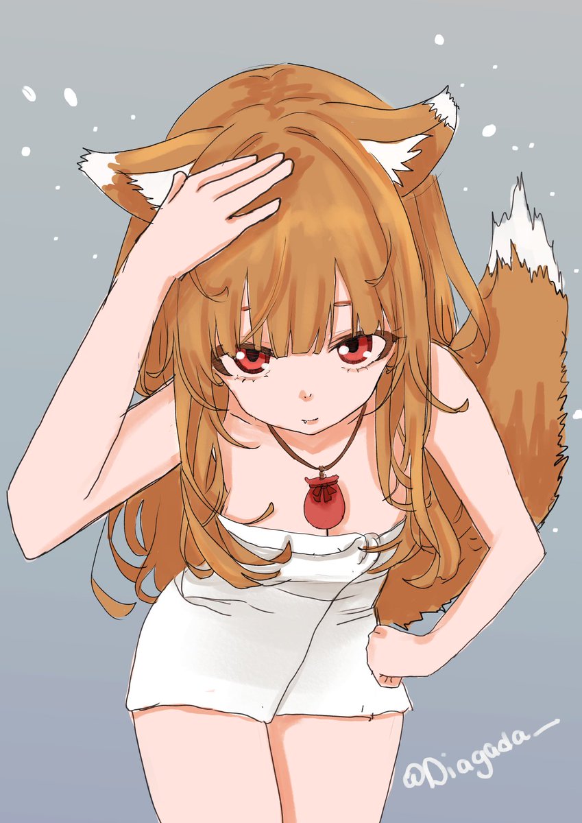 Diagada_'s tweet photo. Quick drawing of Holo after a bath. 
been feeling under the weather
#spiceandwolf https://t.co/ckHR2Yfmfi