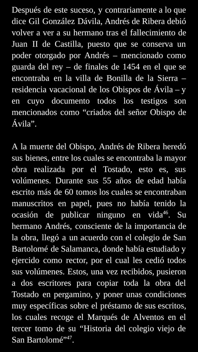 Cada vez que veo el sepulcro del Tostado recuerdo el trabajo que tengo a medias sobre su sobrino Pedro de Ribera, obispo de Lugo.

Tanto el hermano del Tostado como su sobrino fueron los grandes responsables del cuidado y difusión de su obra.