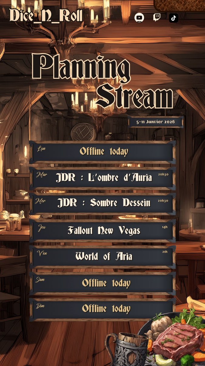 dice_n_roll08's tweet image. Premier planning de l'année !!!
#twitch #streameur