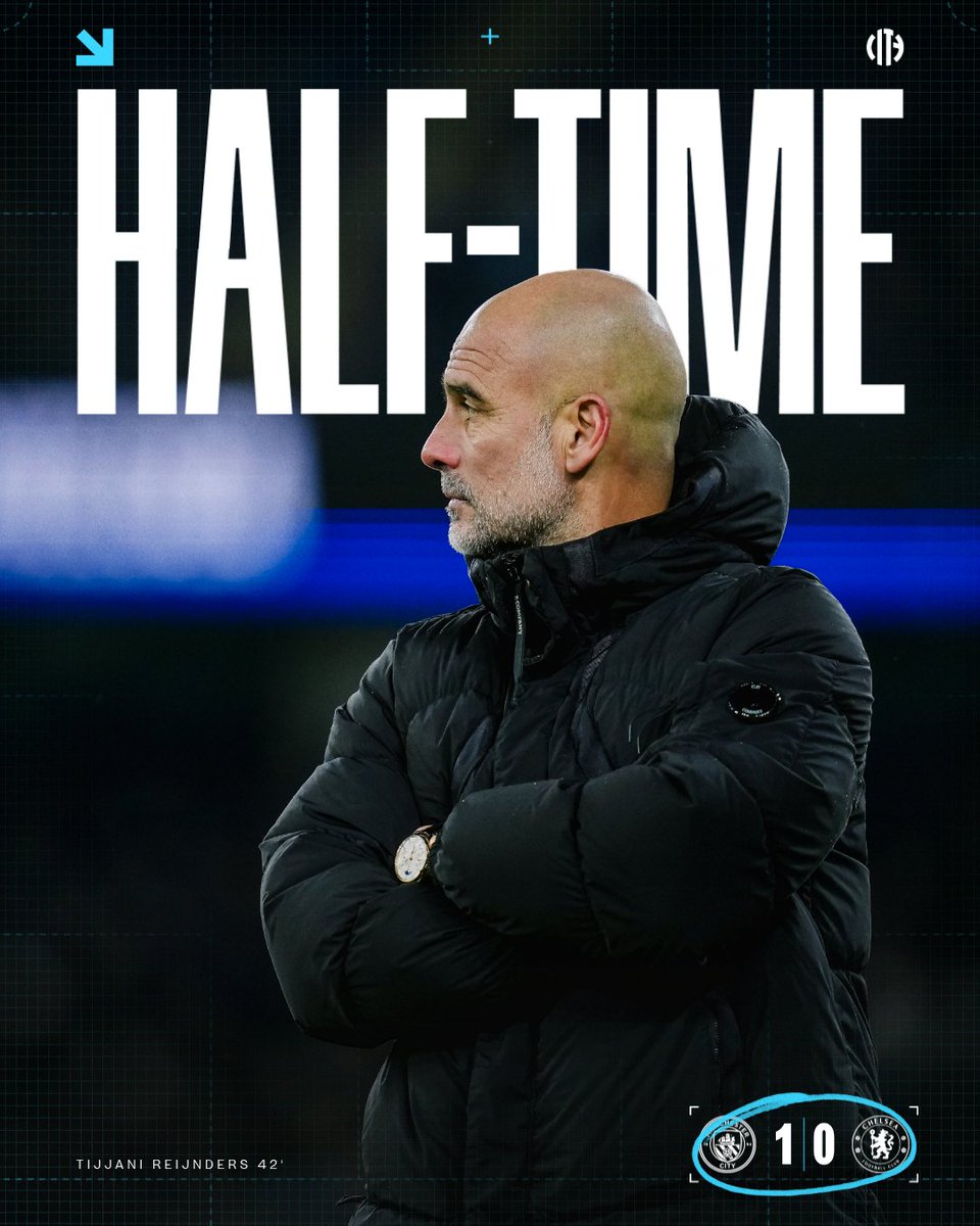 ManCity's tweet image. Leading at half-time 🙌

🩵 1-0 🔵