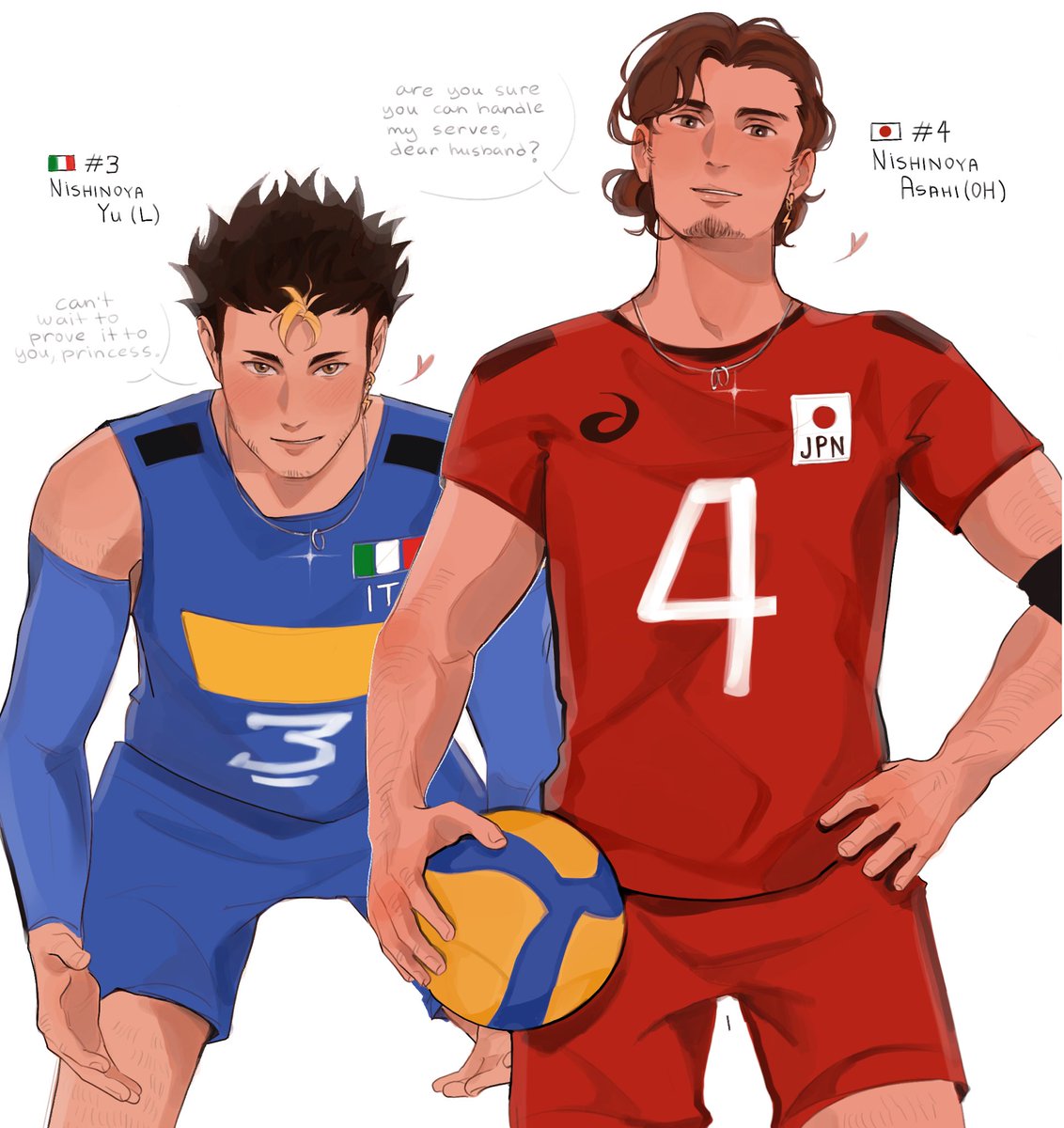 asahi and nishinoya but they continued to play volleyball after high school🏐