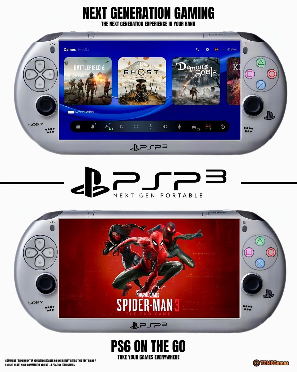 TCMF2's tweet image. Next Gen PlayStation Portable 
⠀ ⠀ ⠀ ⠀ ⠀ ⠀ ⠀ ⠀ ⠀ ⠀  ⠀ ⠀ ⠀ ⠀ ⠀ ⠀ ⠀ ⠀ ⠀ 
▫️Set to play PS4 PS5 &amp;amp; PS6 games per reports 
▫️Will be dockable allowing you to use it like a home console 
▫️Reportedly launching in 2027 alongside the PS6 
▫️PS5 low power mode is being…