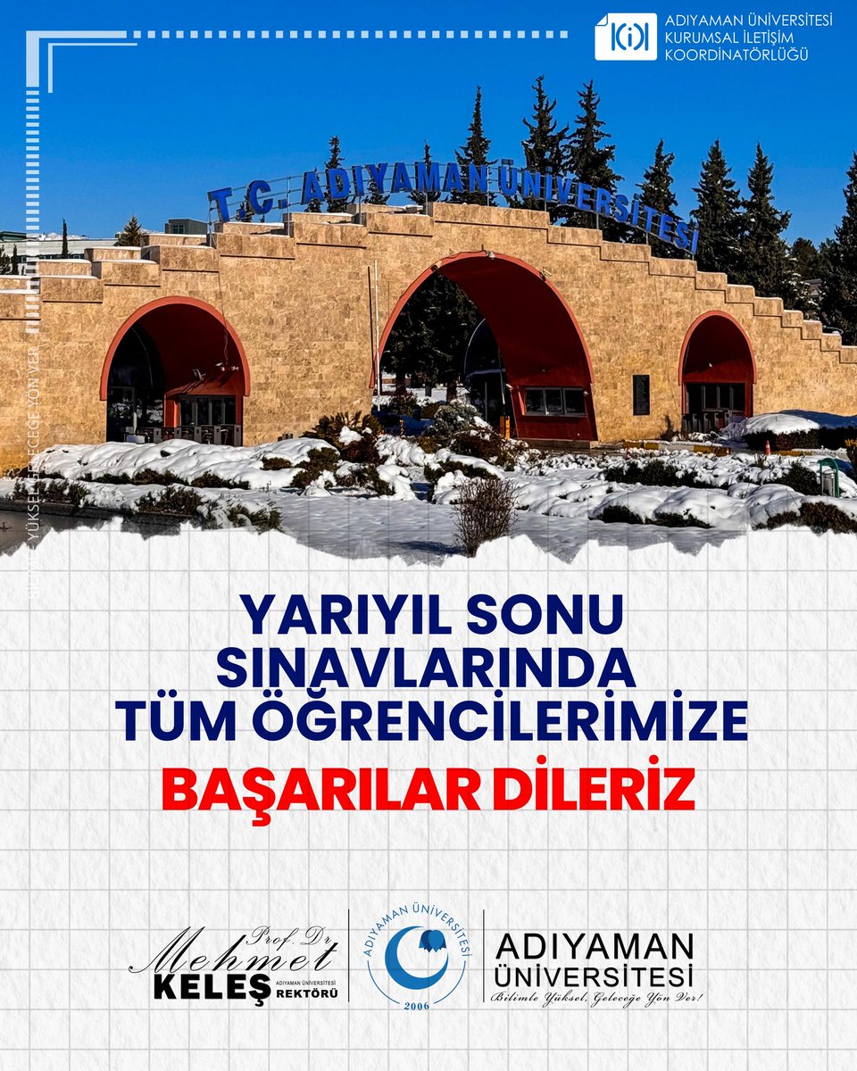 📌 Sevgili öğrencilerimiz,

Final haftasına  girerken emeklerinizin karşılığını alacağınız; azminiz, disiplininiz ve kararlılığınızla başarılı bir şekilde tamamlayacağınız bir sınav dönemi dileriz.

Yarıyıl sonu sınavlarında hepinize başarılar.