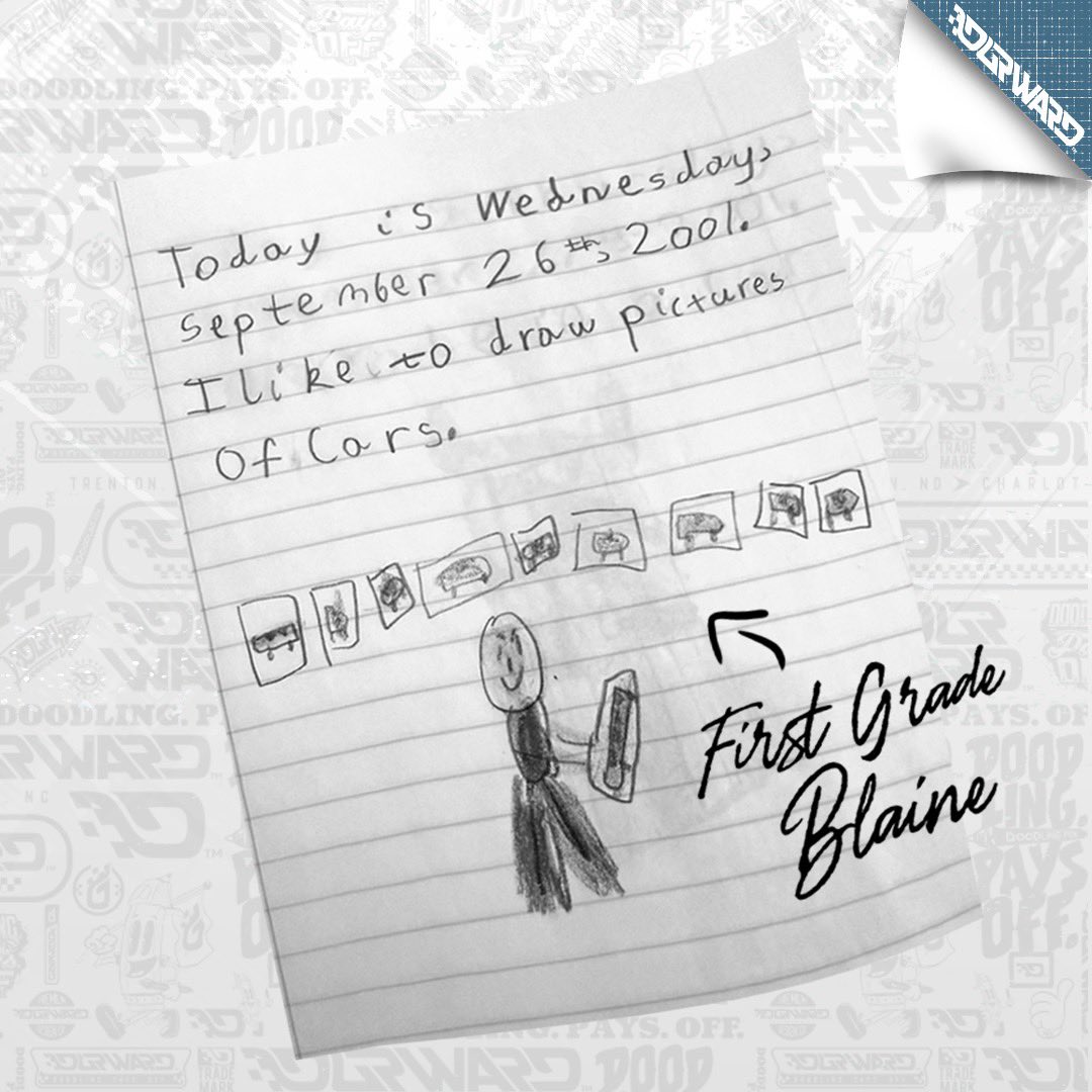 BDurward's tweet image. Hey, I’m Blaine — the graphic artist behind Durward™.

From doodling racecars as a kid to creating designs you can wear and display in the race stands, every line I make tells a story. Here’s a little bit about who I am — welcome to my world.

Doodling. Pays. Off 🖍️