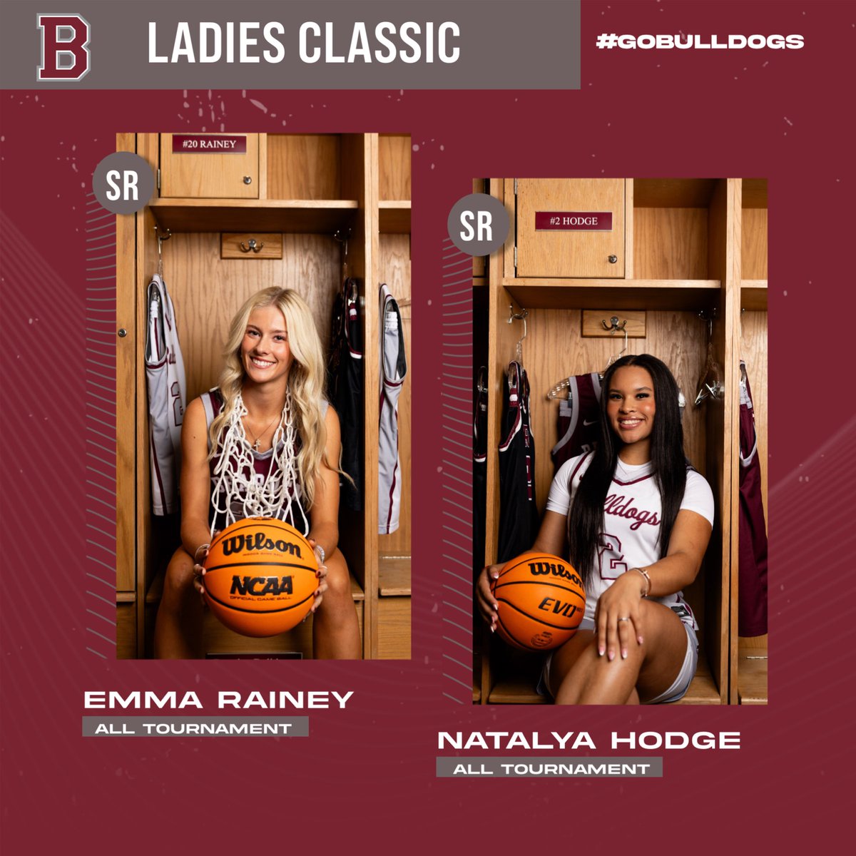 Congratulations to <a href="/ECRainey20/">Emma Rainey</a> &amp; <a href="/natalyahodge2/">WorldWideNatalya</a> for making the All Tournament Team at the <a href="/AJLadiesClassic/">Andrew Johnson Bank Ladies' Classic</a>! Great job ladies! #gobulldogs
