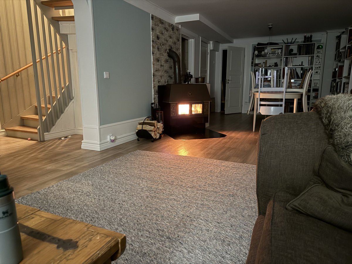 First fire in the new house.