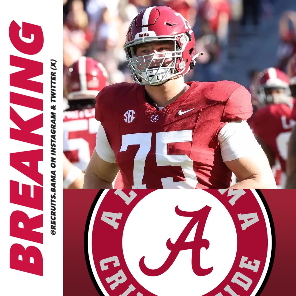 RecruitsBama's tweet photo. 𝗕𝗥𝗘𝗔𝗞𝗜𝗡𝗚: Alabama OT Wilkin Formby is entering the Transfer Portal

He started in 14 games for the Crimson Tide this season

Formby was a Top-100 Recruit in the 2023 Class https://t.co/8e4SV2oOOE