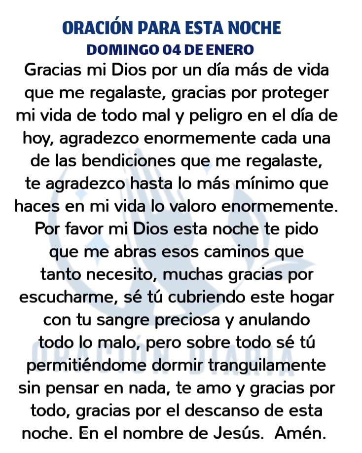 oracion_diaria's tweet photo. Oración Diaria para esta noche de Domingo 04 de Enero de 2026 https://t.co/euvp6N7ZoS
