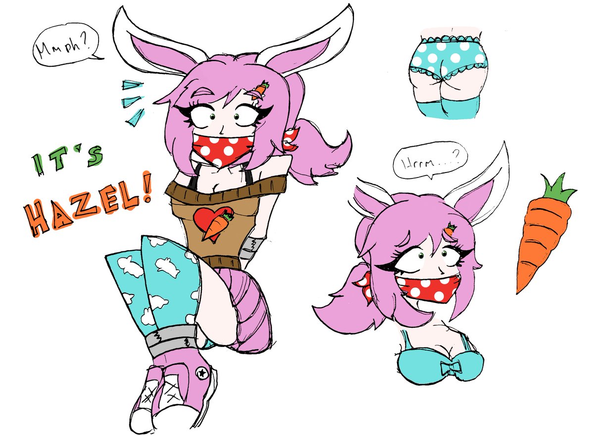 in her most recent nabbing, Hazel was rewarded for being such a good lil captive <3

given her favorite treat, a nice big carrot :3 wait... is being stripped to her underwear part of the reward...?

//adorable gift done by deviantart.com/ladyofknives/a… <3 tysm