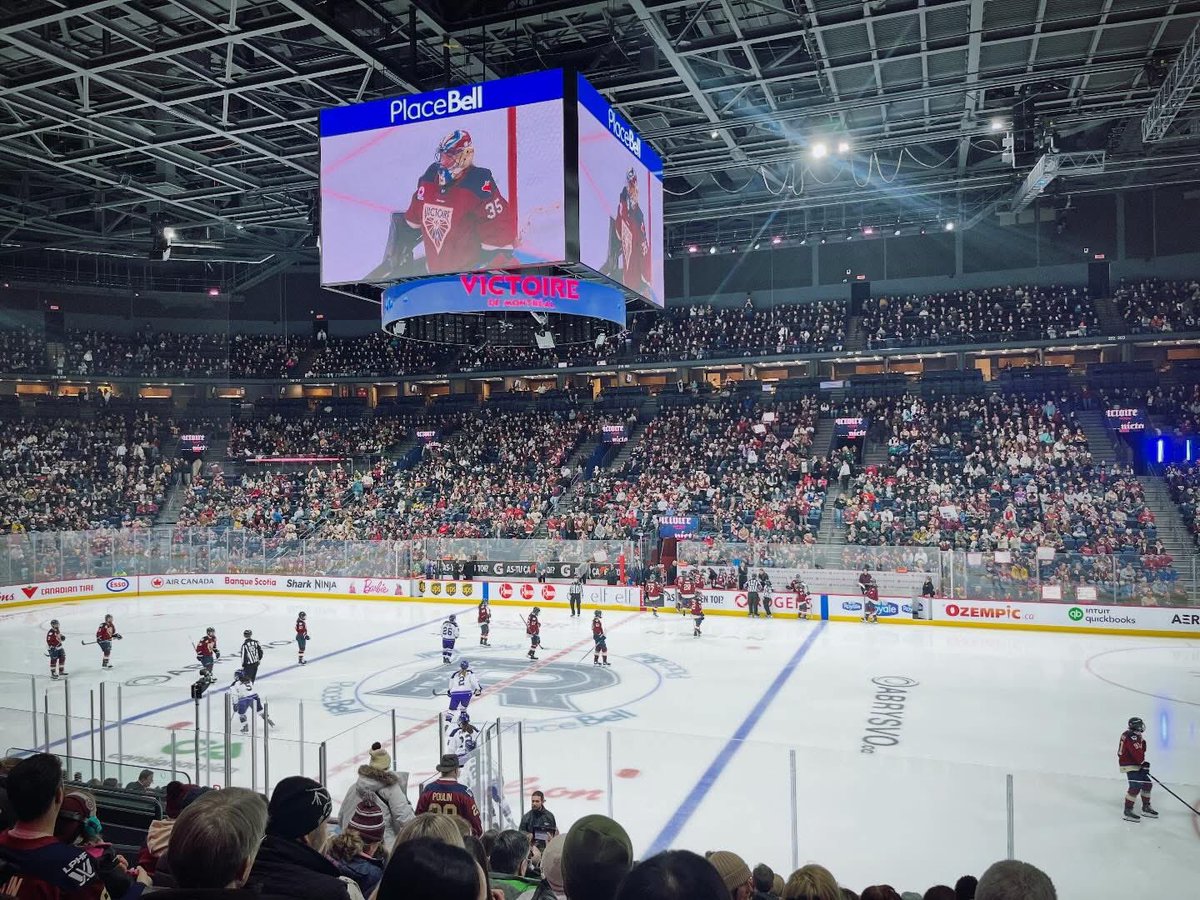 Crystal1a's tweet photo. Full house at @Place_Bell and the energy was unreal! 🏒❤️ 
I attended another fantastic @PWHL_Montreal game with the same great crew. So much fun, great vibes, and an amazing crowd for women’s hockey. ✨

#LaVictoire #WomensHockey #PlaceBell #Montreal #GameDay https://t.co/iSl2Epqgsn