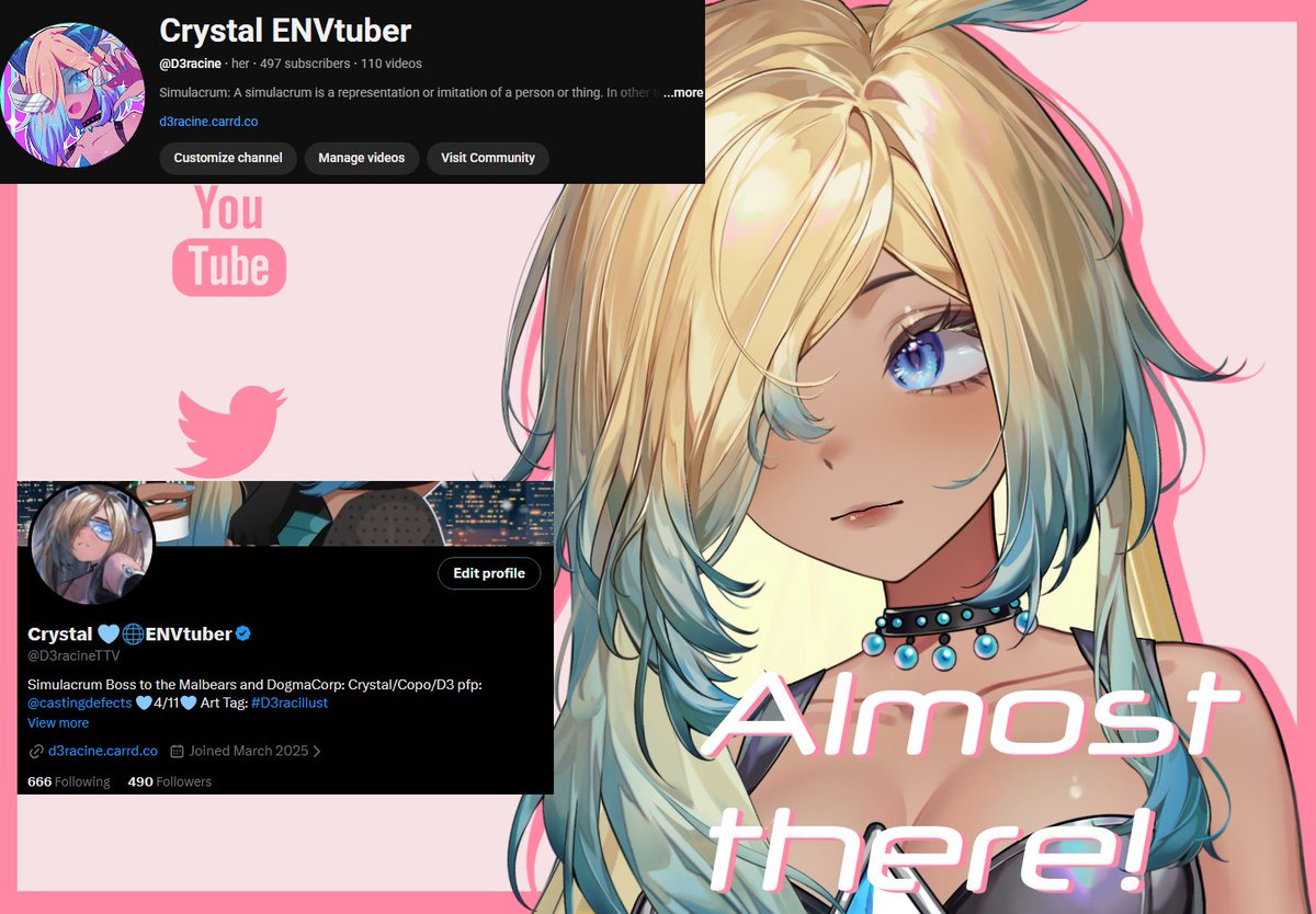 I was super close to meeting my end of year goals (500) by a hair! Both of these cool channels have plenty of timeless works in order for you to browse and get to know me by! Want a friend in this simulacrum boss? Let's start this New Year strong by sharing our pages!
🔗 Below!