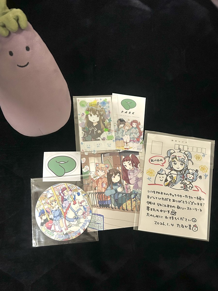 Maru_Kai10's tweet image. I purchased a lucky bag in Park Harajuku. I like the characters drawn by Tanaka Mugi, so I’m glad I was able to buy it.