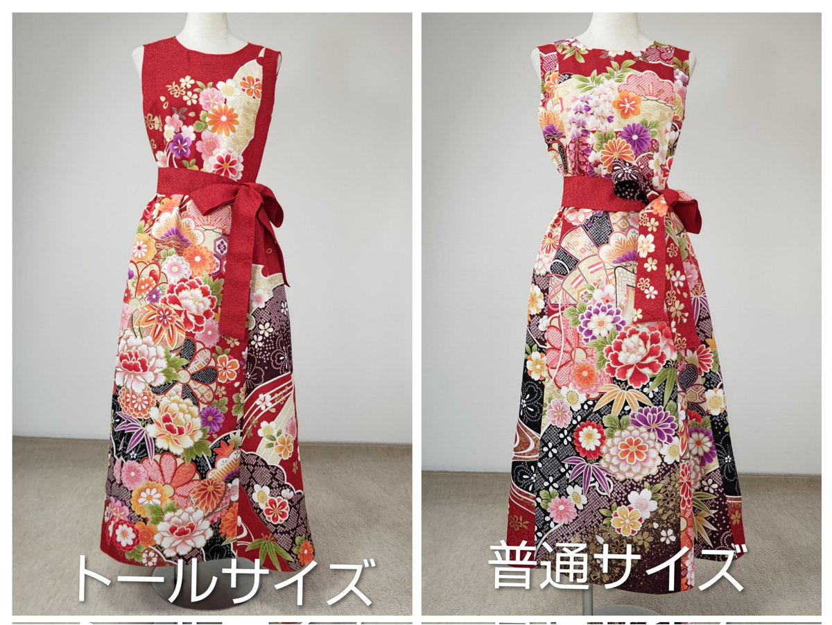 赤い振袖ドレス 2枚 トールサイズと普通サイズ ミンネ出品 メルカリ