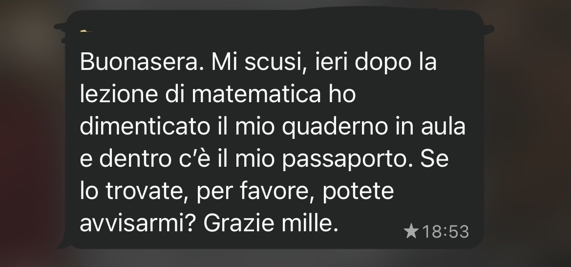 comunque messaggio più bello del 2025 è stato questo sul gruppo dell’uni