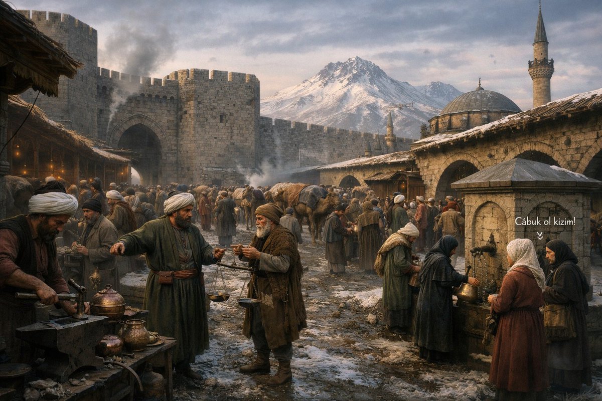 Evliya Çelebi'nin Kayseri tasvirinden bir kesiti promptlaştırıp iki ayrı yapay zekada çizdirdim işte sonuç 1649 Kayseri meydanı