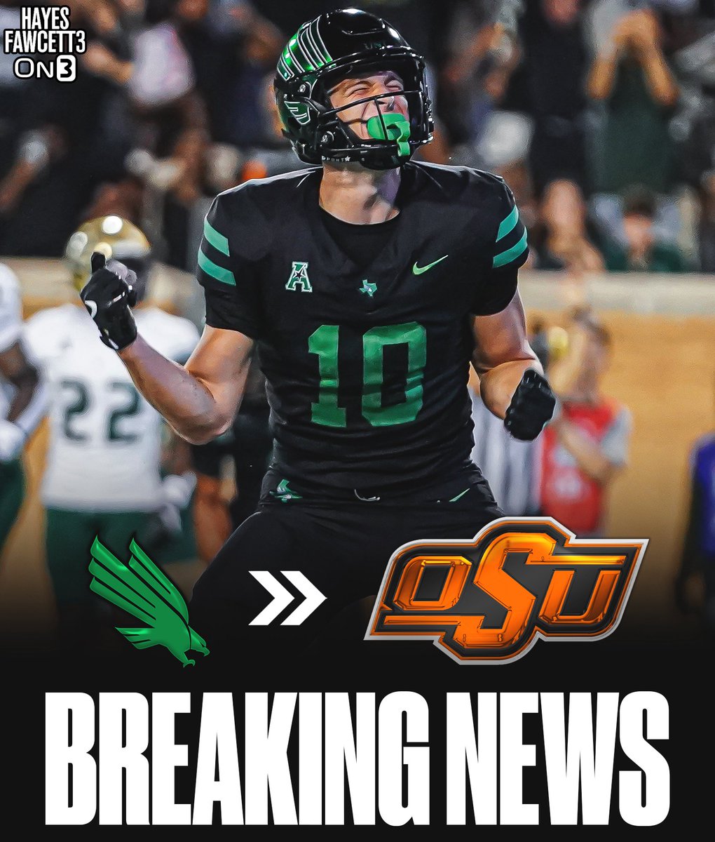 Hayesfawcett3's tweet image. BREAKING: North Texas standout WR Wyatt Young has Committed to Oklahoma State, he tells @On3Sports

He totaled 70 receptions for 1,264 yards (3rd in FBS) and 10 TDs this season

Earned 1st Team All-AAC honors

on3.com/transfer-porta…
