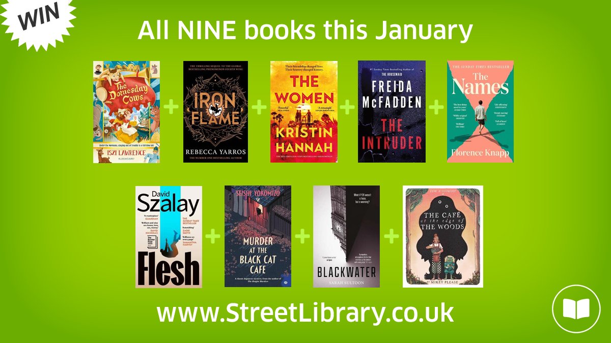 #WIN NINE books this month!

1⃣ Follow
2⃣ RT
3⃣ Tag friends in reply (each tag = 1 entry)

Ends 30 Jan. UK only. Random winner.

Book images courtesy of Waterstones.

The Street Library is sponsored by <a href="/dotscotregistry/">dotScot Registry</a> 💚