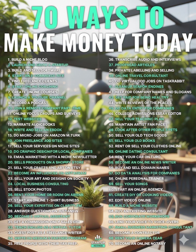 Nas_tech_AI's tweet image. Salary won't make you rich.

I've listed 70 passive income ideas to earn while you sleep.

∞For the first 500 people only.

All you need is:

- Smartphone/PC
- Internet
- 2-4 hours a day

To get it just:

1. Like &amp;amp; repost
2. Comment “ FREE ”
3. Follow me (so I can DM).