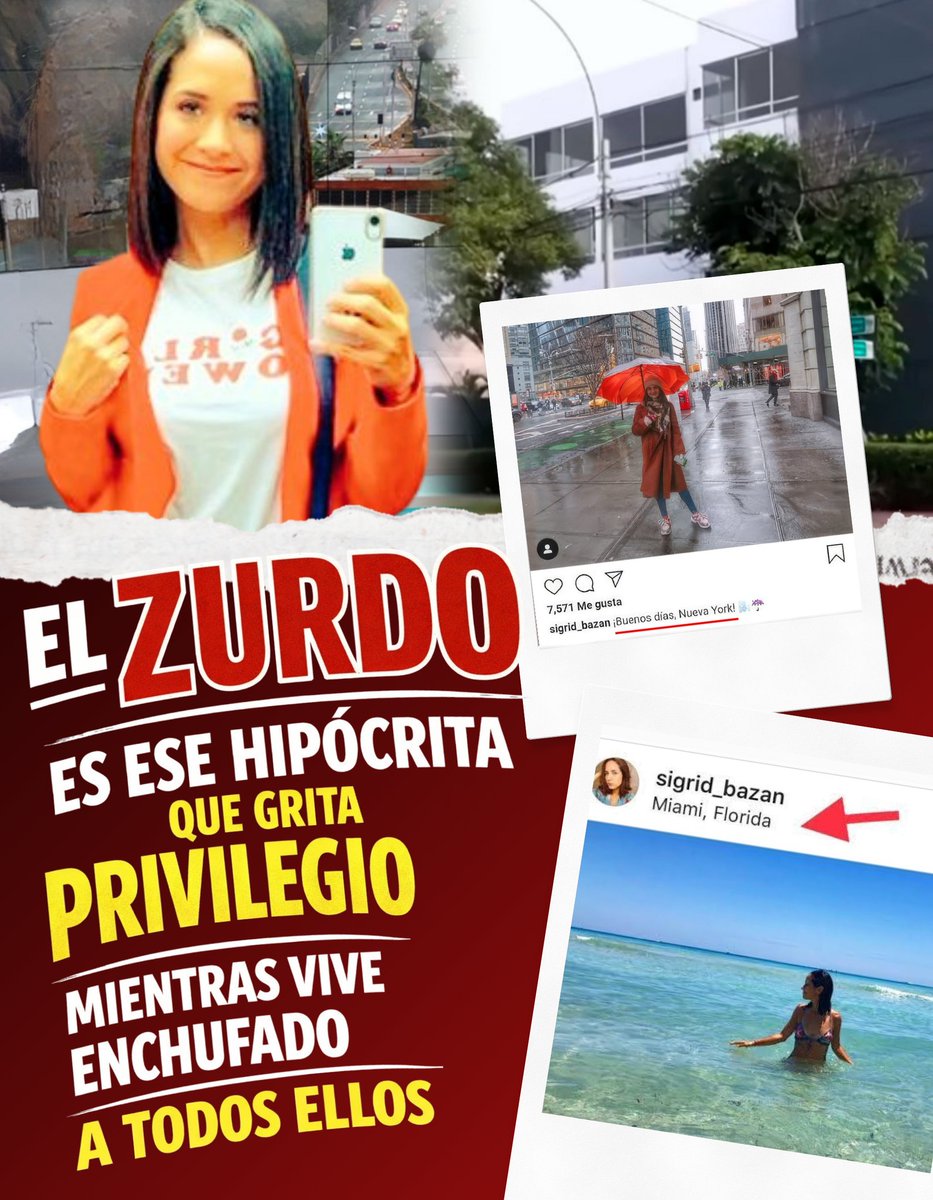 Karblack111's tweet photo. La camarada Sigrid Bazán habla de “dictadura” en nuestro país mientras goza de todos los privilegios. Critica a los “yanquis”, pero no tiene problema en viajar a EE.UU. ni en disfrutar de los beneficios del capitalismo que tanto dice odiar. https://t.co/Am7lXzN5lP