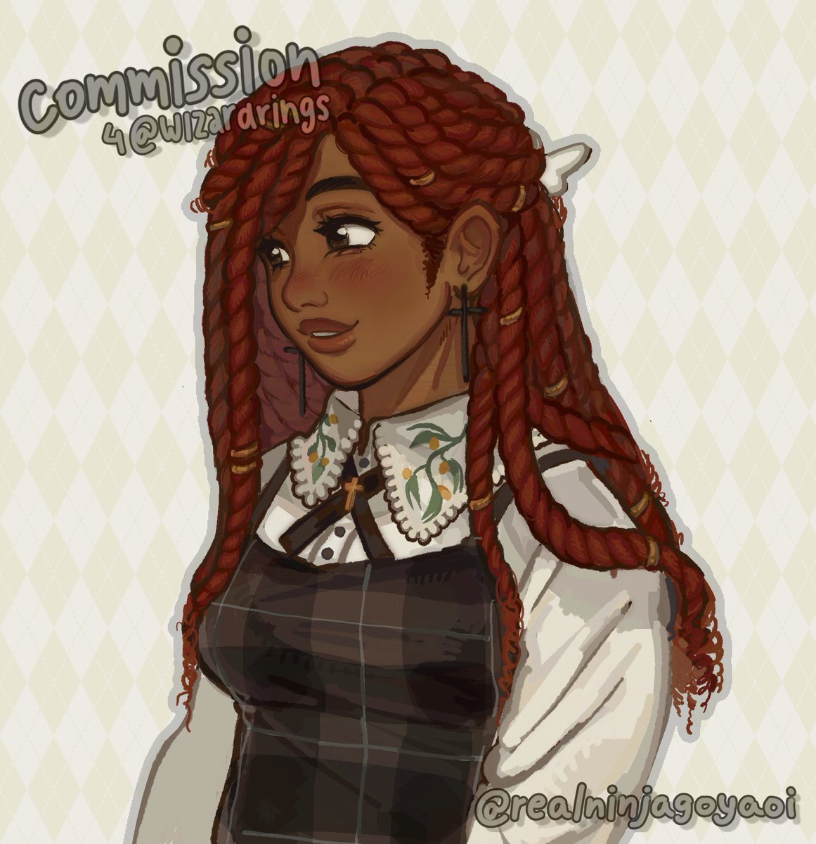 i really loved doing this commission i think it turned out so cute 🥹 the hair was super fun (its always my fav part but this i one especially enjoyed) i wanna draw more characters w twists now 😌😌😌