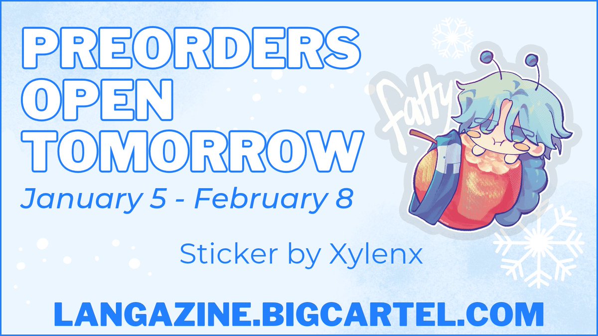 ❄️ POS OPEN TOMORROW ❄️

The wait is nearly over! ‼️Preorders for Riding the Edge: Langa Zine open TOMORROW at 9am PST! Enjoy this sticker reveal by <a href="/xylixchi/">xylixchi</a> &amp; set your alarms for our COVER REVEAL &amp; early bird special! 🎉🩵✨️