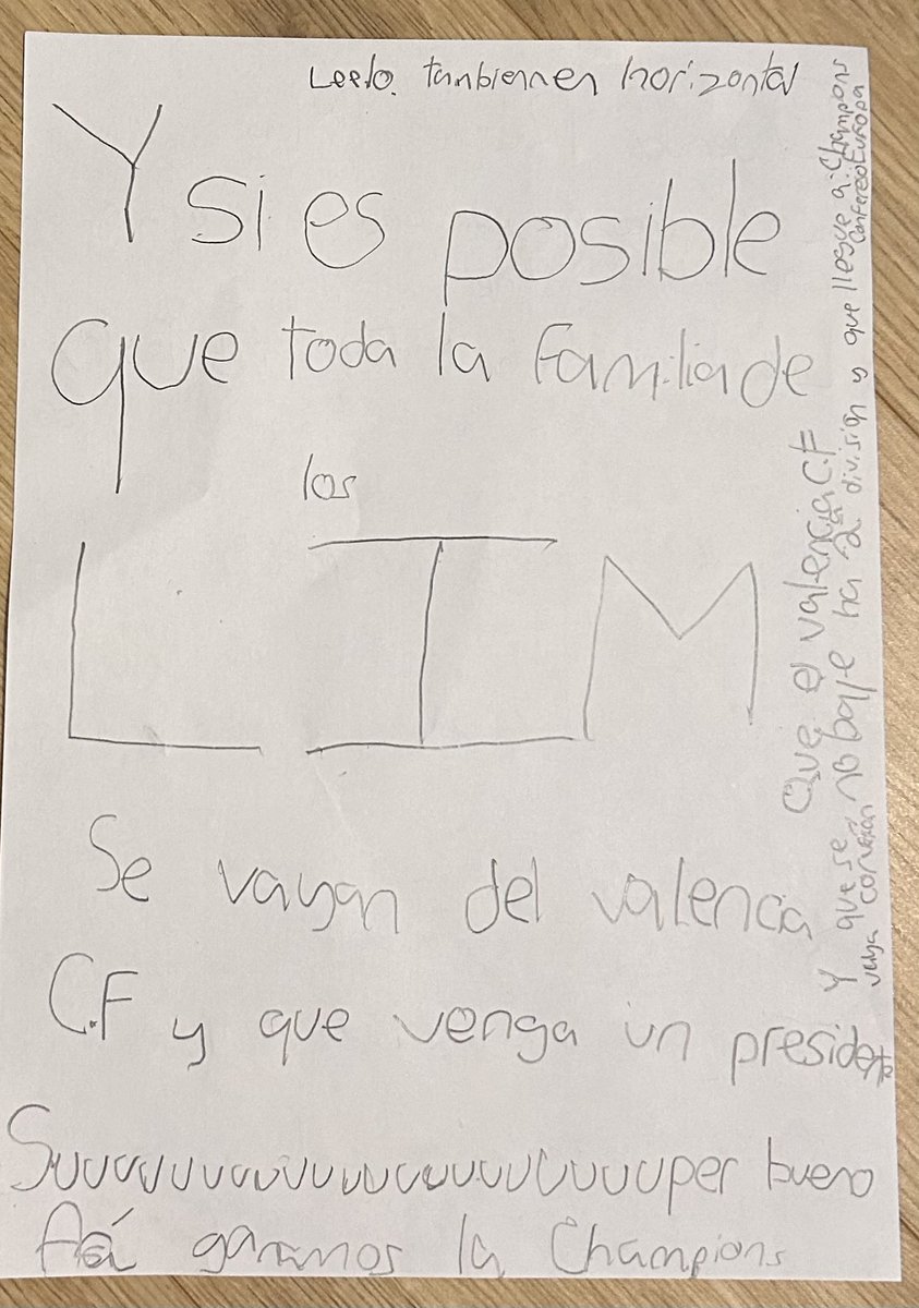 Mi hijo (8 años) ha decidido cambiar su carta a los Reyes Magos para pedir una última cosa…#valenciacf