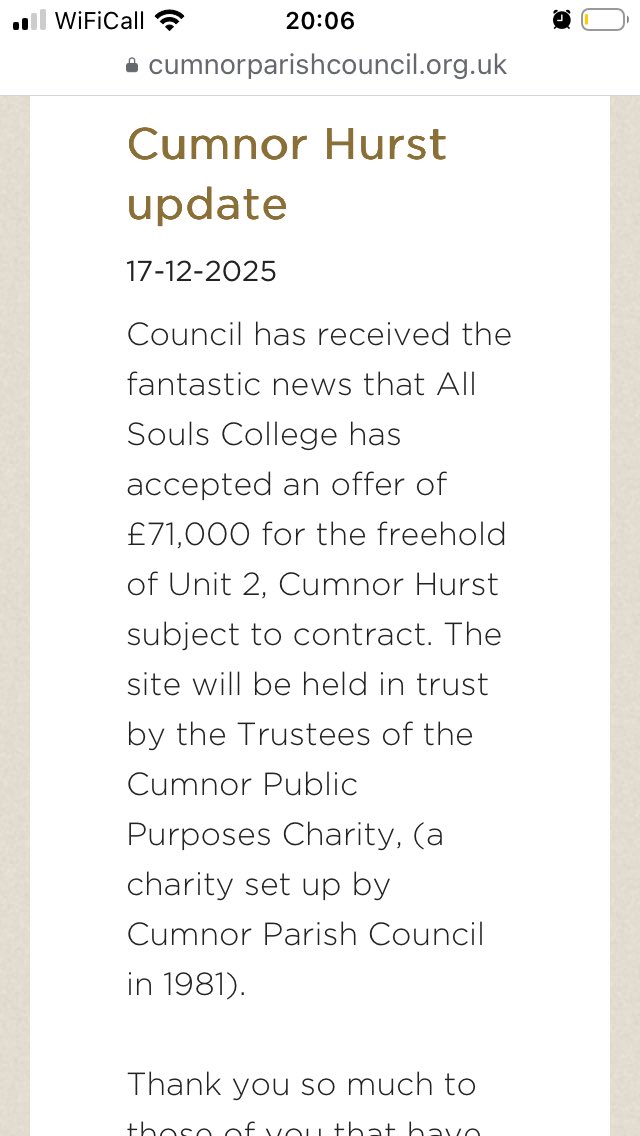 carryoncumnor's tweet photo. Fantastic news to start the year! Cumnor Parish Council have had their offer to buy The Hurst accepted! There is a meeting Monday 5th Jan to discuss next steps @OxfordClarion https://t.co/93KieasSnz