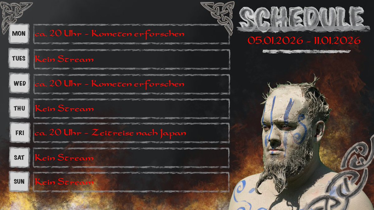 Streamplan für die Woche steht.
Freu mich auf euch ;-)