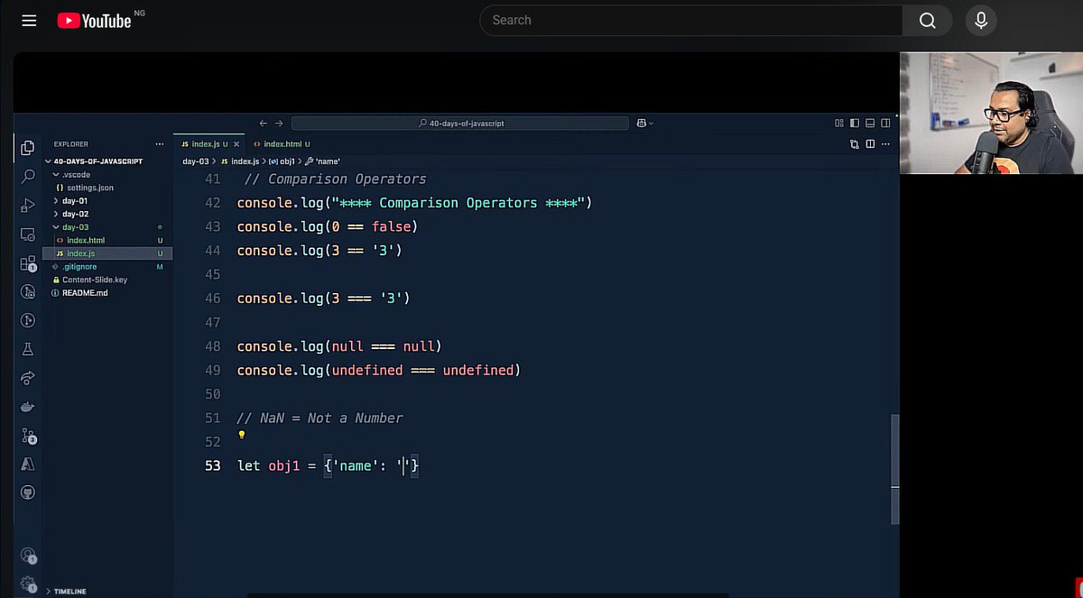 Jmx_iix's tweet photo. Day 4 of #360daysofcode

So, from HTTP, ROUTING and MIDDLEWARE, i took a quick jog to Js basics. 

Operators and Expressions. ✅ 
Arithmetic ➗ 
Assignment 👈
Comparison⚖️
Relational 👬
Logical 🧠
Bitwise 🌚
Conditions✊✌️
#JavaScript 
#nodejs https://t.co/3KD74GHg4Y