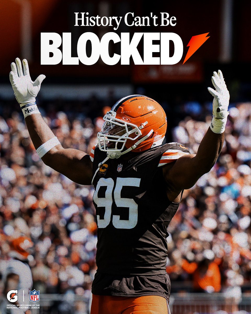 Gatorade's tweet image. Break records, create new standards ⚡️ @Flash_Garrett breaks the @nfl single-season sack record.