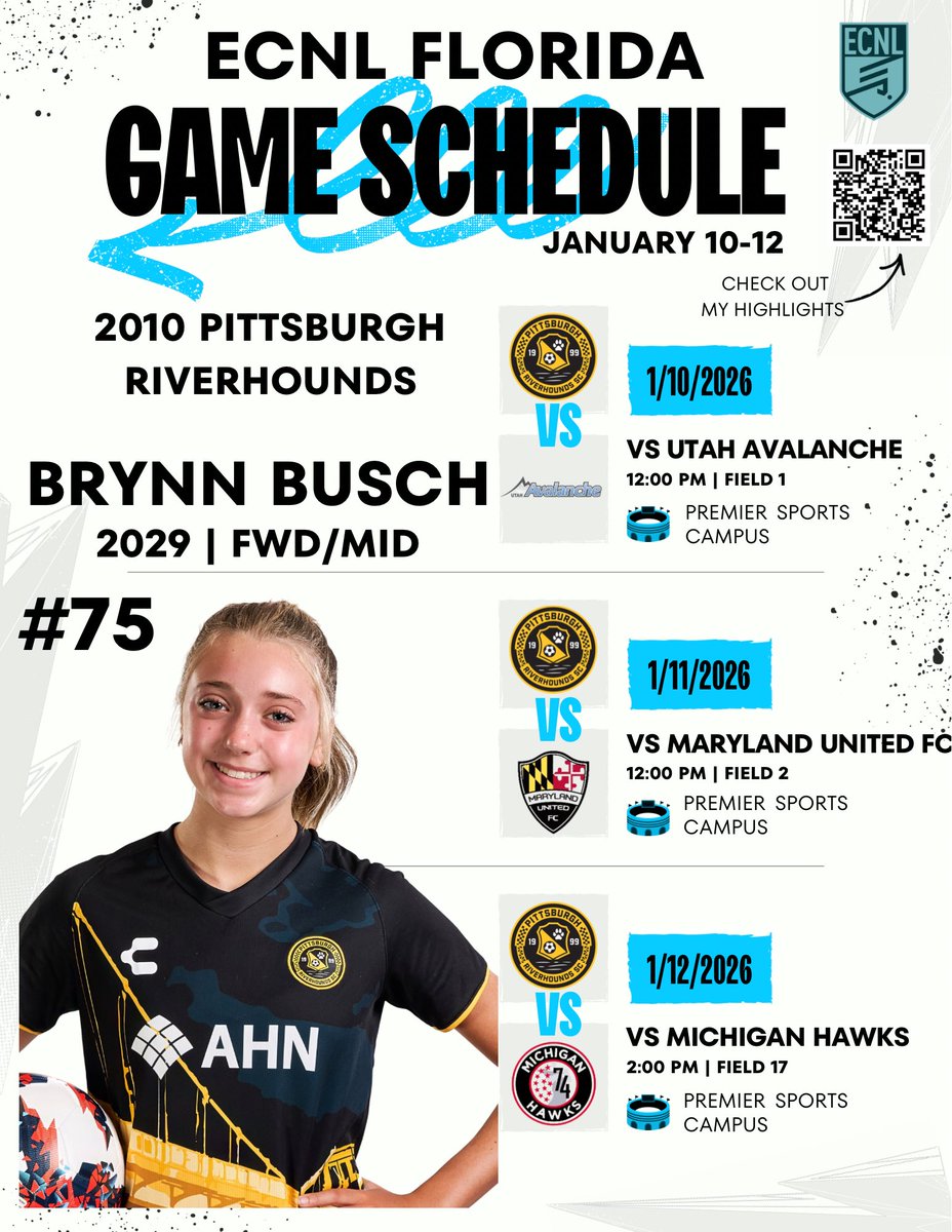 BrynnBusch75's tweet photo. i’m so excited to be playing at the @ECNLgirls florida showcase this year with my @HoundsAcademy team! 🔜 ☀️ come check me and my team out! 
@ussoccer @USYNT @USYouthSoccer @ImCollegeSoccer @ImYouthSoccer @JREskilson @TheSoccerWire @PrepSoccer @RotzyJ_37 https://t.co/bOMIadTkf7