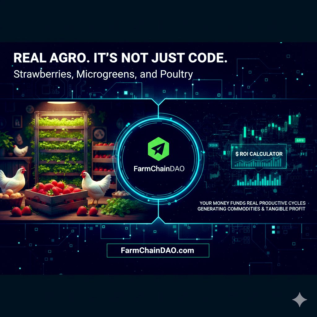 FarmChainDAO's tweet photo. Where the circuit meets the soil. β‘οΈπ±
We are building the most transparent bridge between traditional agriculture and @solana . Real-world assets, verified on-chain, producing actual commodities.
The harvest is coming. Are you in? πΎβ¨
#Solana #RWA #FarmChain #AgroTech #LFG https://t.co/DN428JBTTX