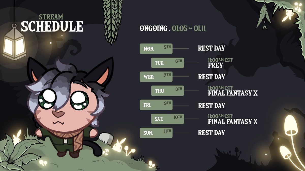 Holihelm's tweet photo. Stream schedule for 01/05 - 01/11 https://t.co/2IlgmvFQJd