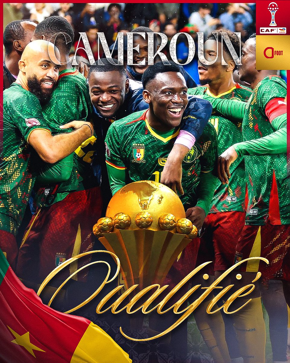 ActuFoot_'s tweet image. 🚨🚨 OFFICIEL ! 𝗟𝗘 𝗖𝗔𝗠𝗘𝗥𝗢𝗨𝗡 🇨🇲 𝗙𝗜𝗟𝗘 𝗘𝗡 𝗤𝗨𝗔𝗥𝗧 𝗗𝗘 𝗙𝗜𝗡𝗔𝗟𝗘 𝗗𝗘 𝗟𝗔 #CAN2025 !!! ✅🌍

CE SERA FACE AU MAROC 🇲🇦 !!!! 🍿