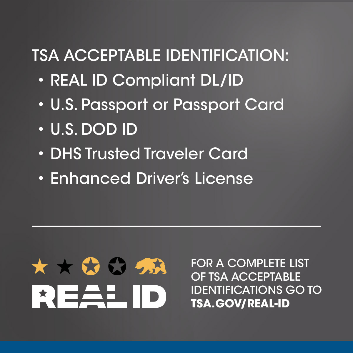 SWFairport's tweet image. .@AskTSA has begun its enforcement of REAL ID. 

Travelers without REAL ID-compliant identification may face additional screening, per TSA guidance.

Learn more: ow.ly/iwj350VO7Vc