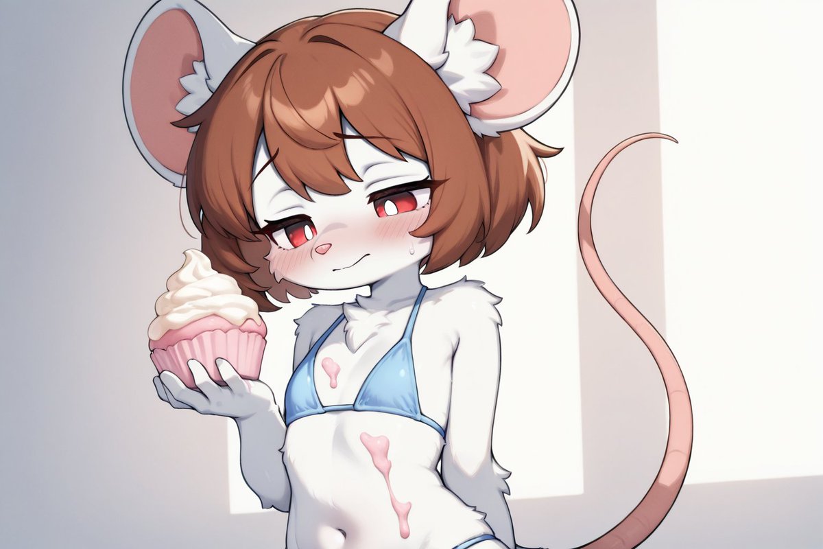 I'm sorry, but… I didn't know it was your birthday (or maybe I forgot? 😰), so I could only make you this little cupcake… I hope you like it 🧁🥺

#furry #furryai #AIart︎