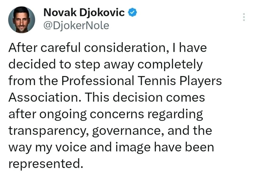 Renuncia de Djokovic a la PTPA